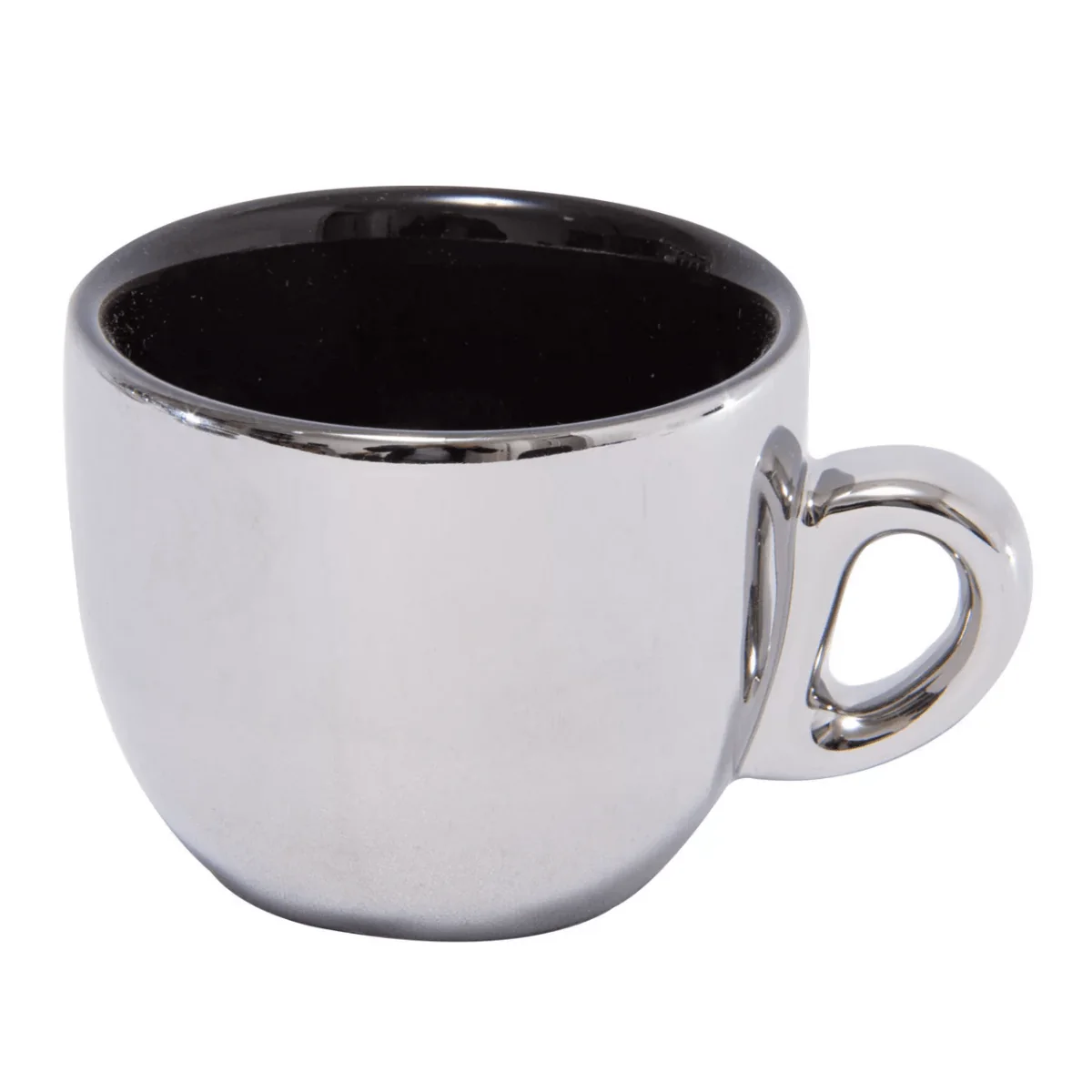 Jogo De Xícaras Luxo Para Café Com Pires E Suporte Wolff Versa 90ml 6 Peças Preto e Prata - Image 4