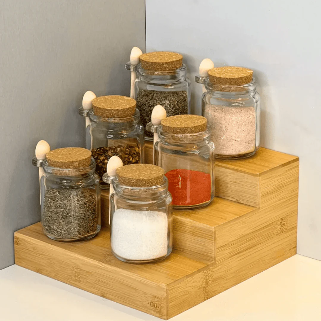 Kit 4 Potes de Vidro Tampa Rolha com Colher Bambu 240ml - Image 6