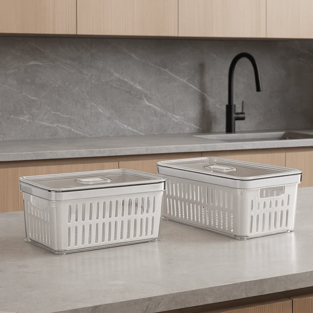 Kit 2 Organizadores Clear Fresh com Cesto 5 Litros