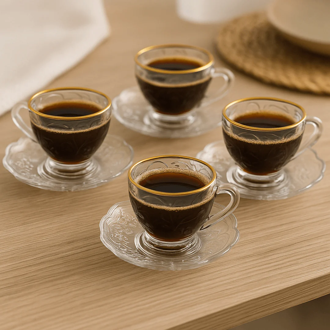 Kit 4 Xícaras de Café com Pires New Butterfly Fio de Ouro - Image 2