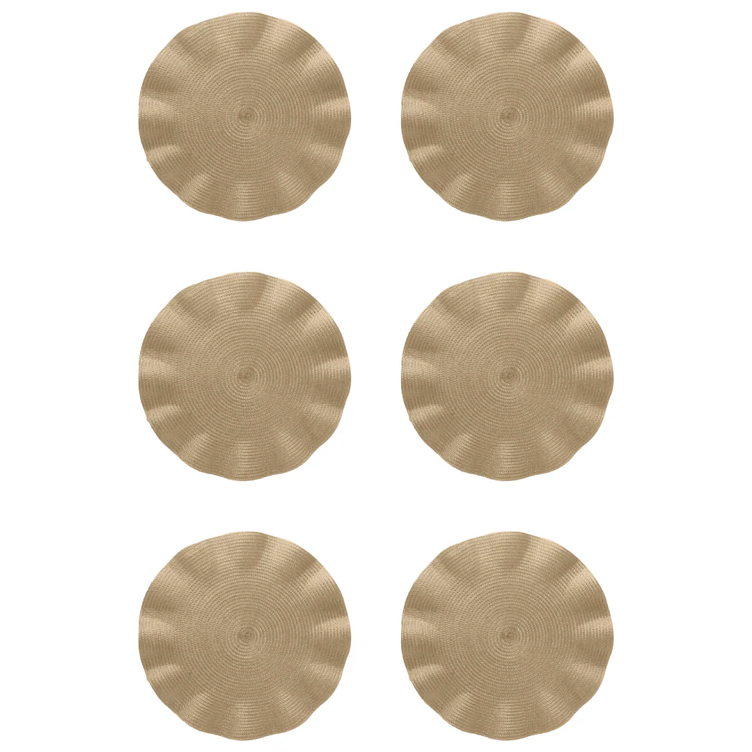 Kit 6 Jogos Americanos Babado Dourado 38cm