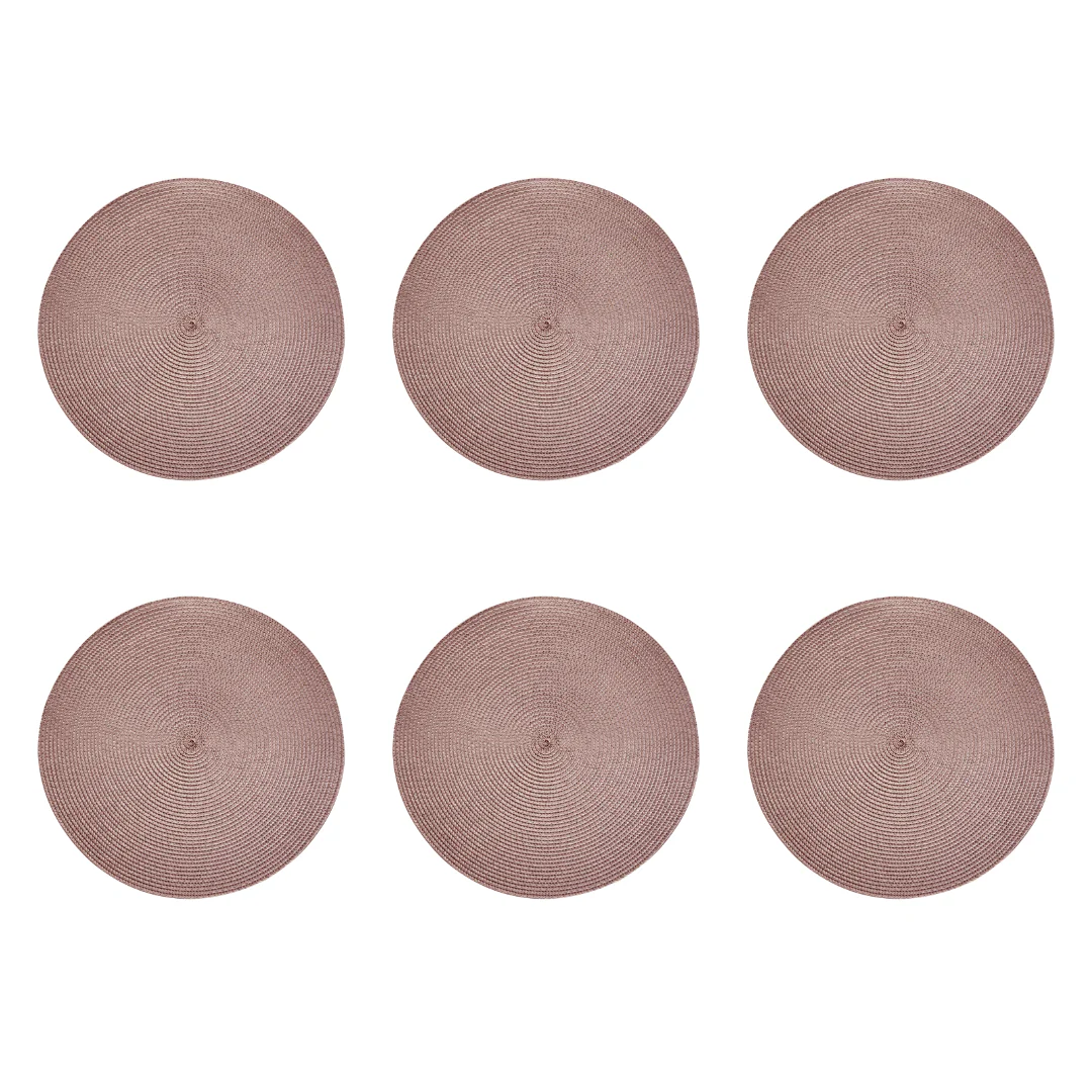 Kit 6 Jogos Americanos Redondo Fresno Taupe 38cm