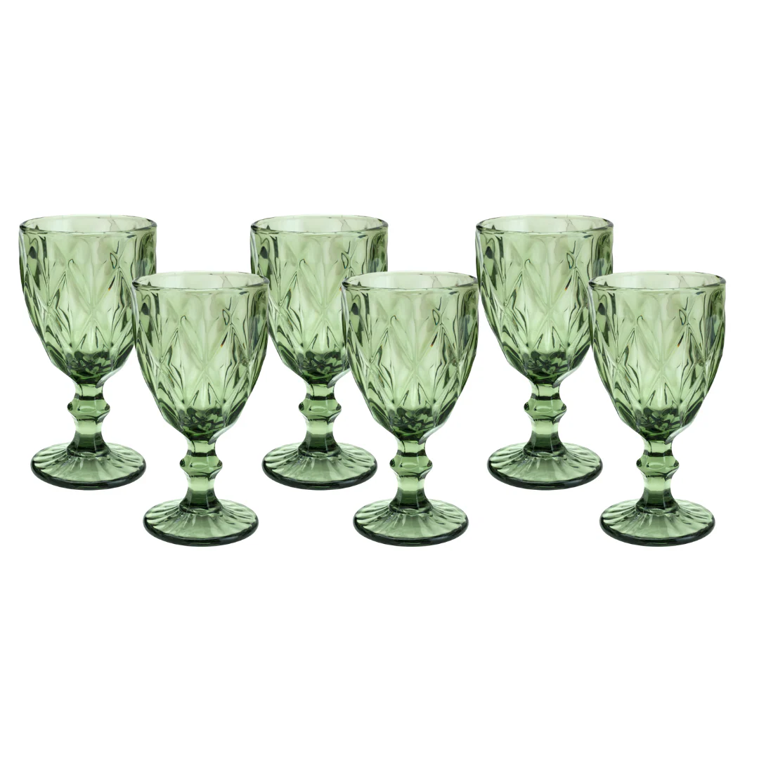 Kit 6 Taças de Vidro Diamond Verde 325ml - Image 3