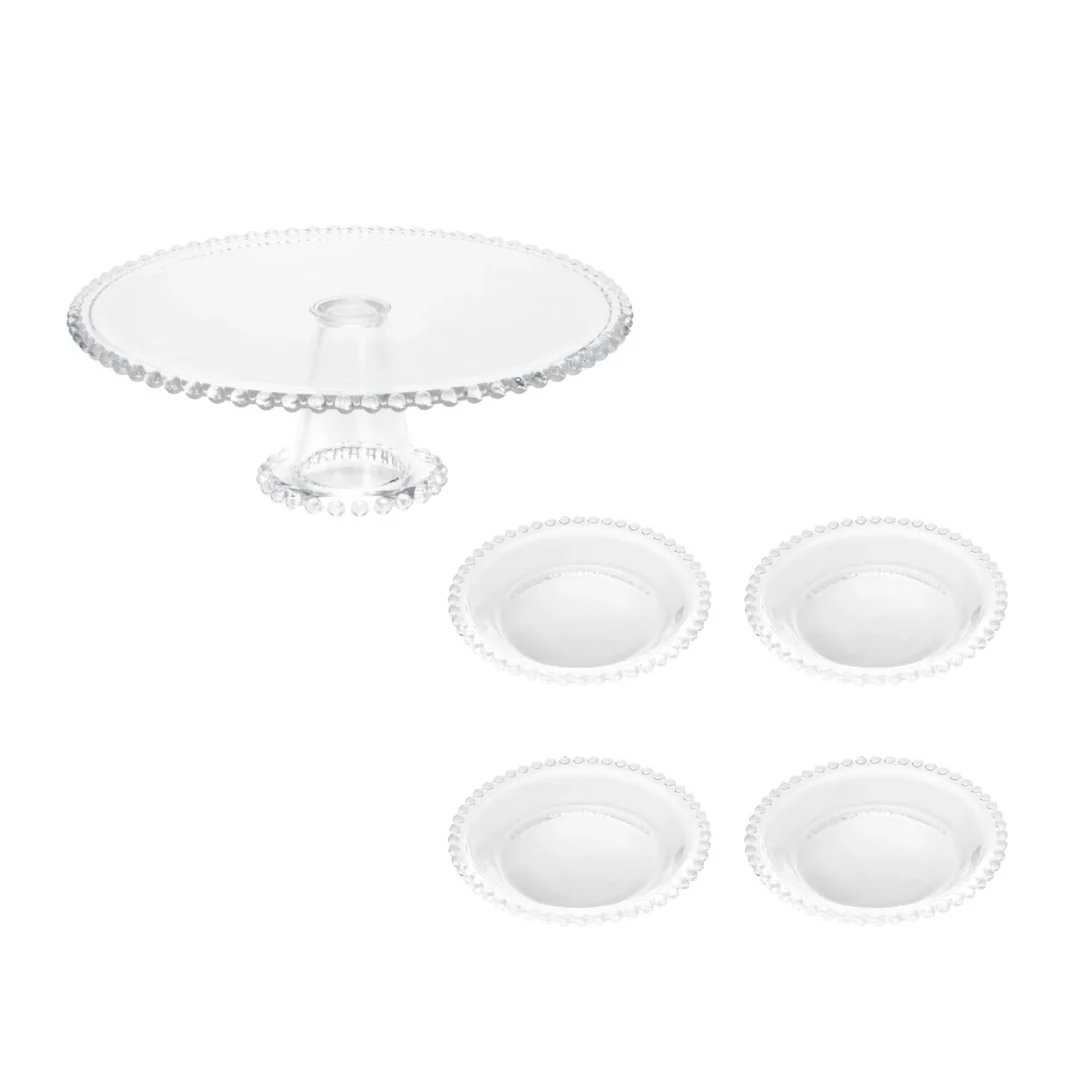 Kit Boleira e Jogo de Pratos Cristal Pearl 5 Peças - Image 6