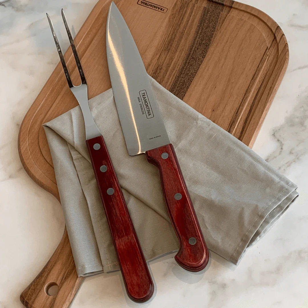 Kit Churrasco em Aço Inox com Cabo Vermelho Polywood 14 Peças Tramontina - Image 3