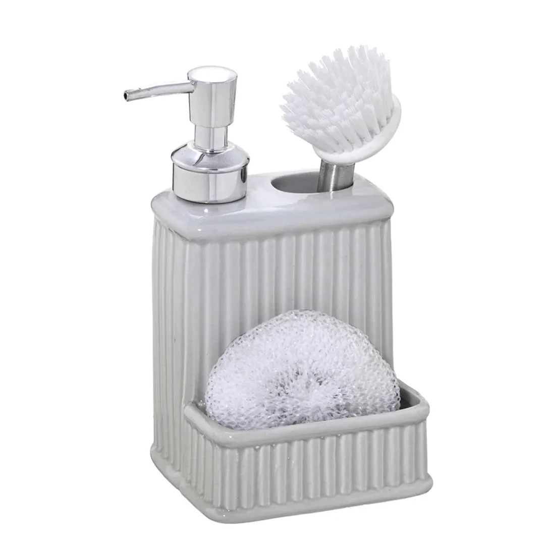 Kit Dispenser com Esponja Cinza 19cm