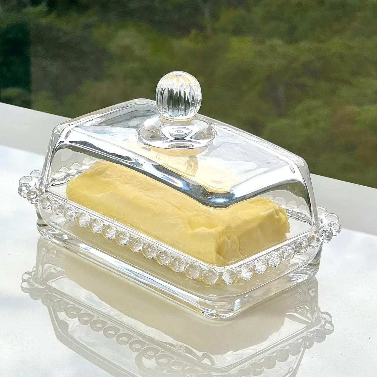 Kit Manteigueira e Queijeira de Cristal Pearl 2 Peças - Image 3