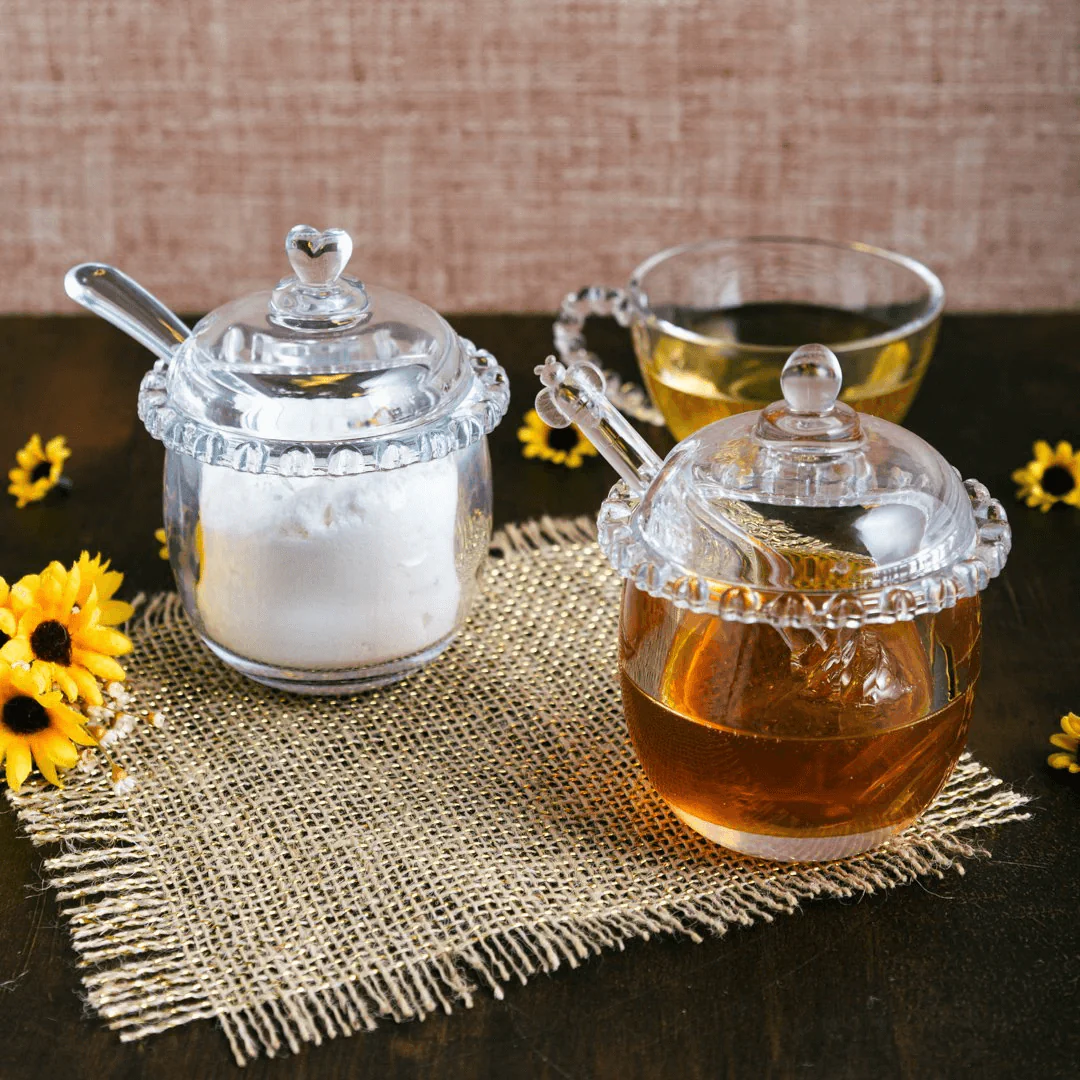 Kit Meleira + Açucareiro de Cristal Detalhes de Coração 2 Peças - Image 3