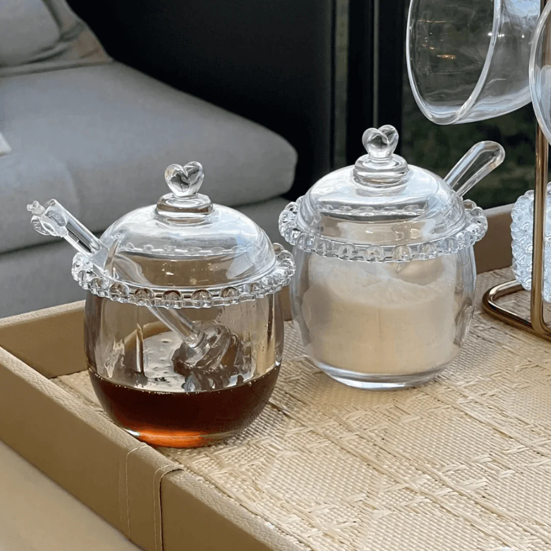 Kit Meleira + Açucareiro de Cristal Detalhes de Coração 2 Peças - Image 4