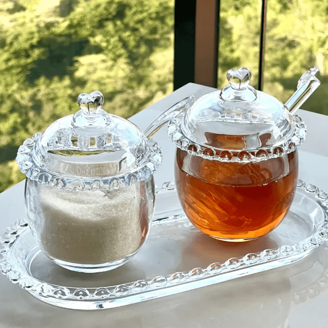 Kit Meleira + Açucareiro de Cristal Detalhes de Coração 2 Peças - Image 5