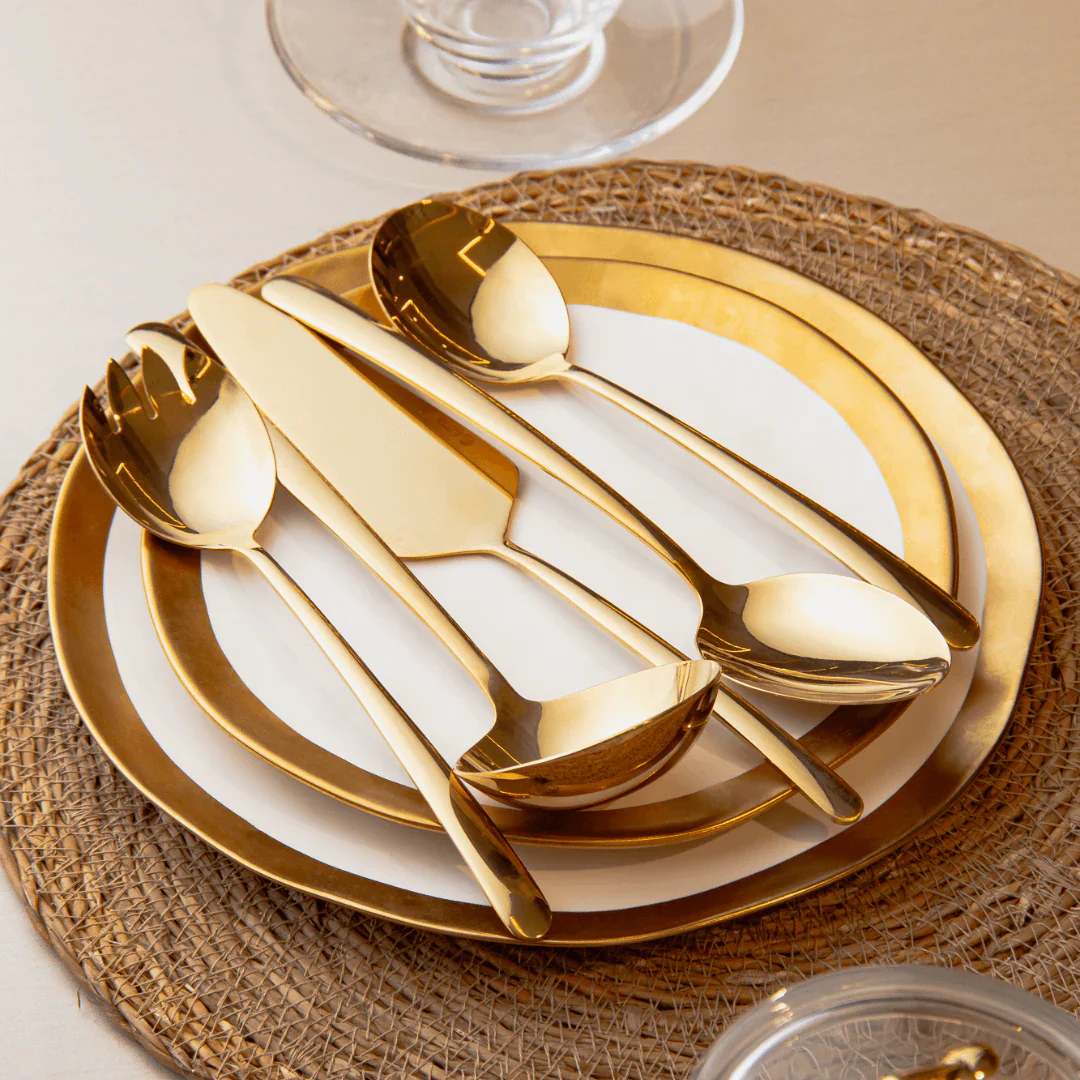 Kit Mesa Posta Dubai Branco e Dourado 3 Peças - Image 2