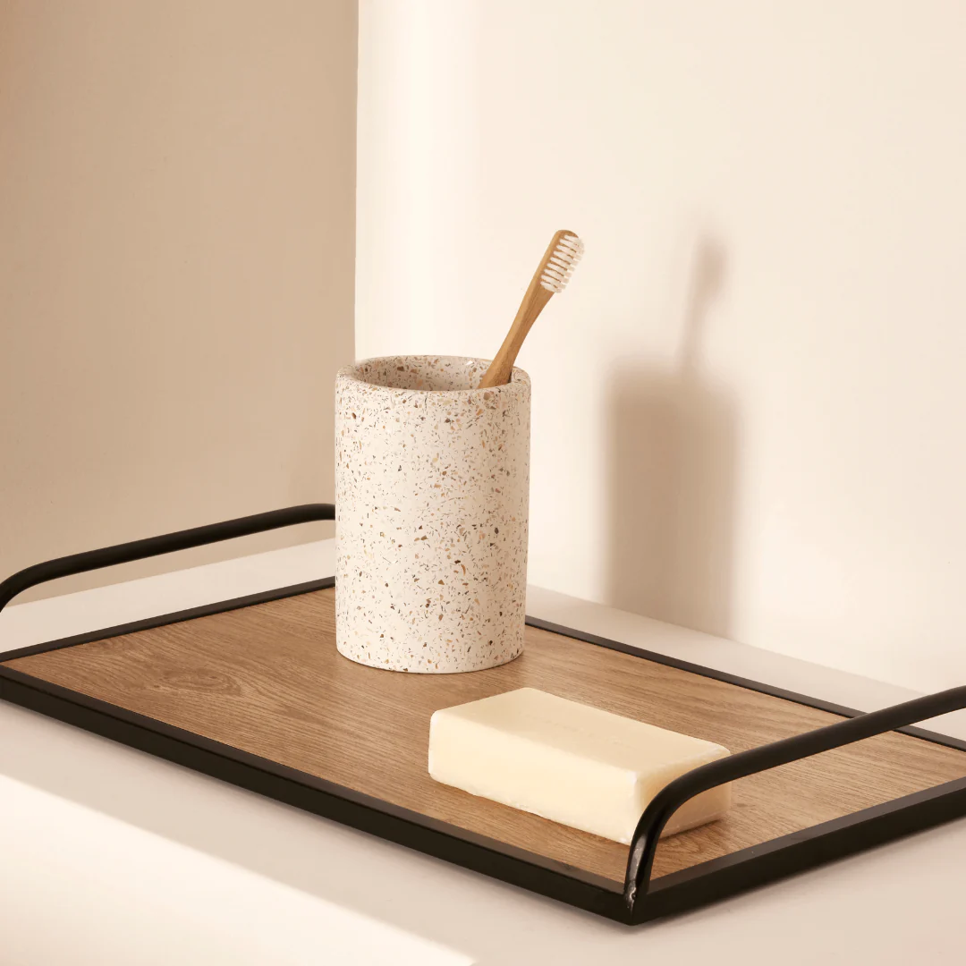 Kit para Banheiro Acessórios em Cimento Branco 3 Peças - Image 2