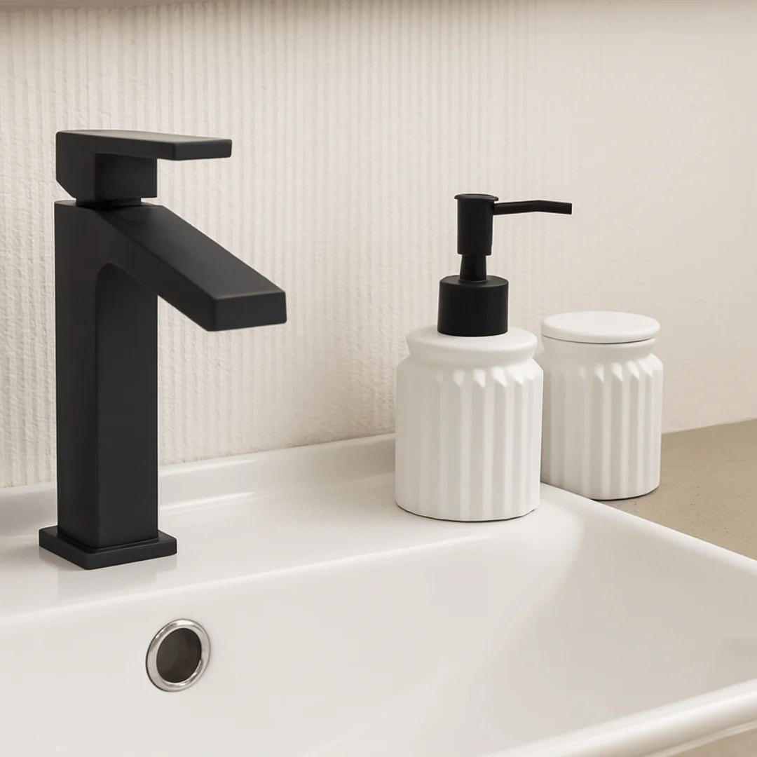 Kit para Banheiro em Cerâmica Stripes Branco 2 Peças - Image 2