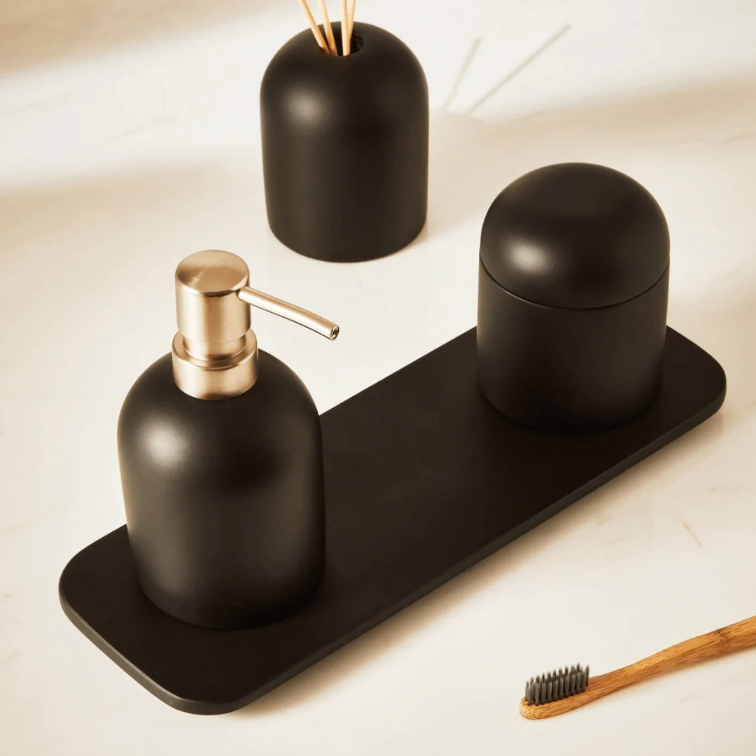 Kit para Banheiro em Cimento Preto 4 Peças - Image 2