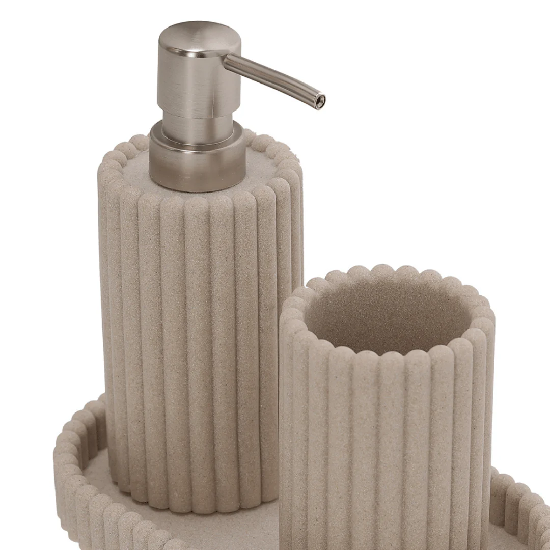 Kit para Banheiro em Polirresina Canelado 3 Peças - Image 6