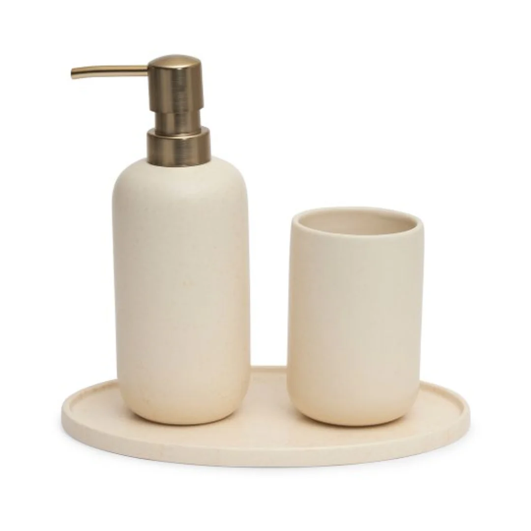Kit para Banheiro Plain em Cerâmica Off White 3 Peças - Image 2