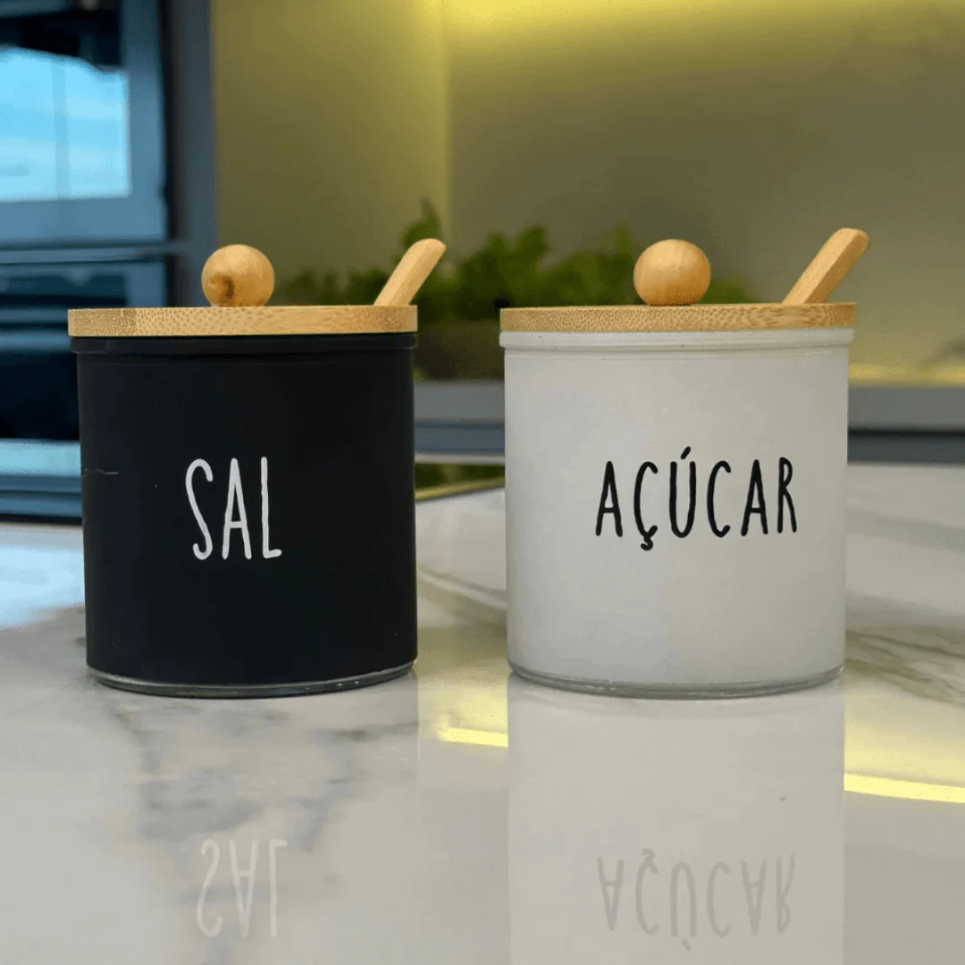 Kit Saleiro e Açucareiro de Vidro Doha Preto e Branco 2 Peças - Image 2