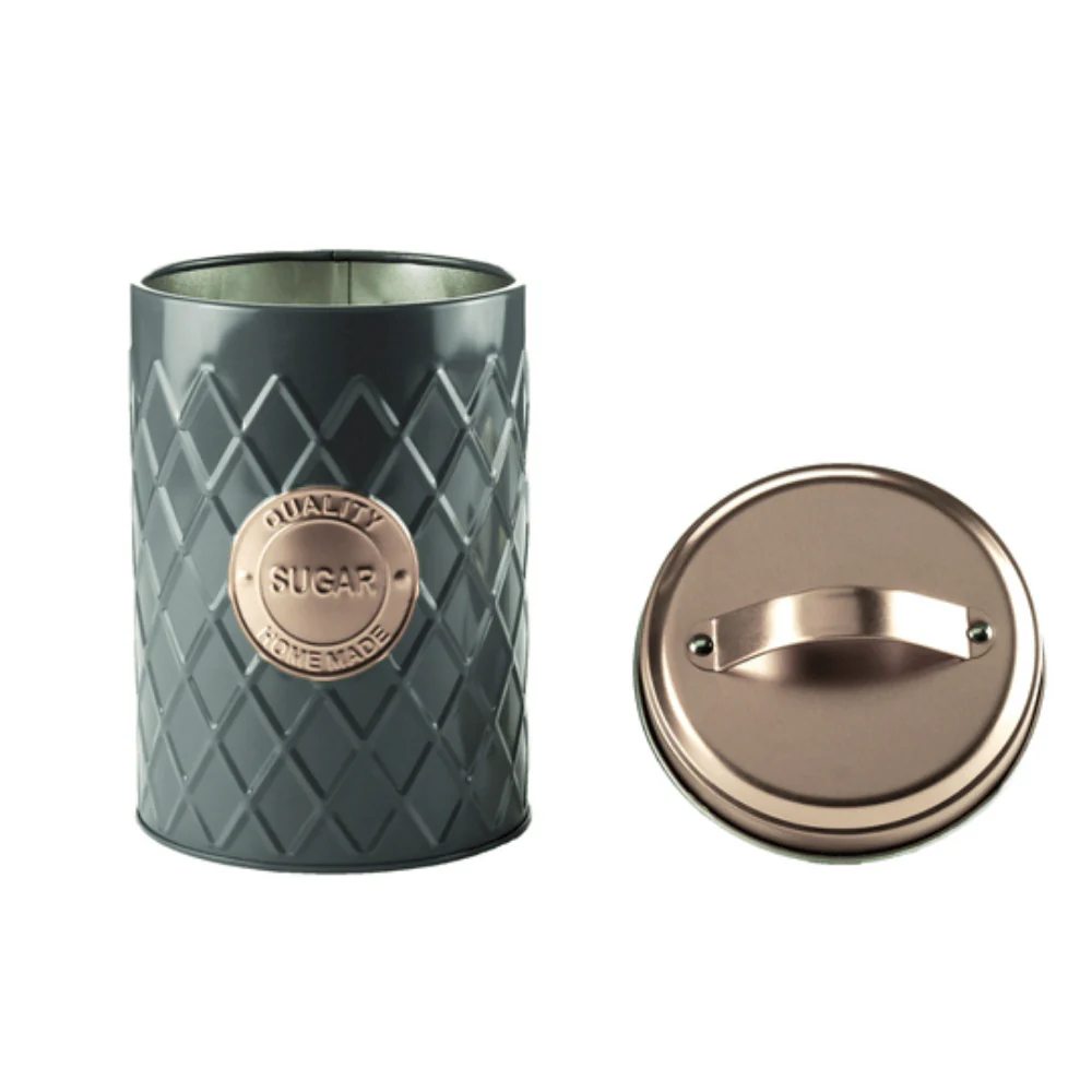 Lata Metal Geometric Handle Sugar Cinza e Rose Gold - Image 2