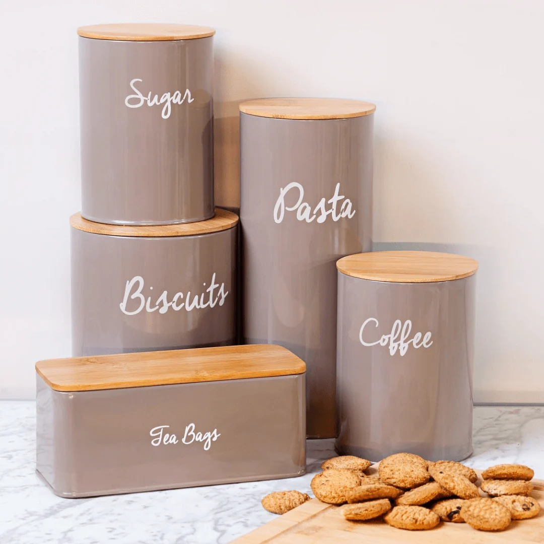 Lata Porta Mantimentos Para Café Canister Cinza - Image 2