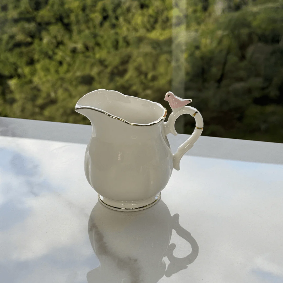 Leiteira em Porcelana Birds Branca 230ml