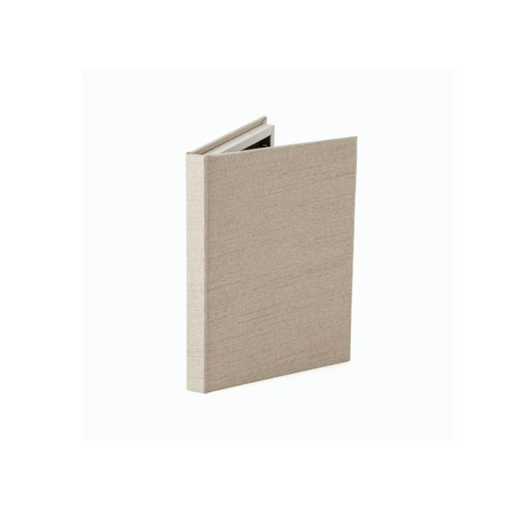 Livro Caixa de Mdf em Linho Bege 25cm x 18cm