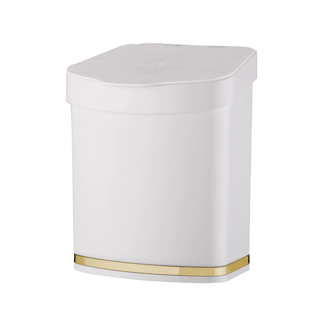 Lixeira 2,5 Litros Branco e Dourado