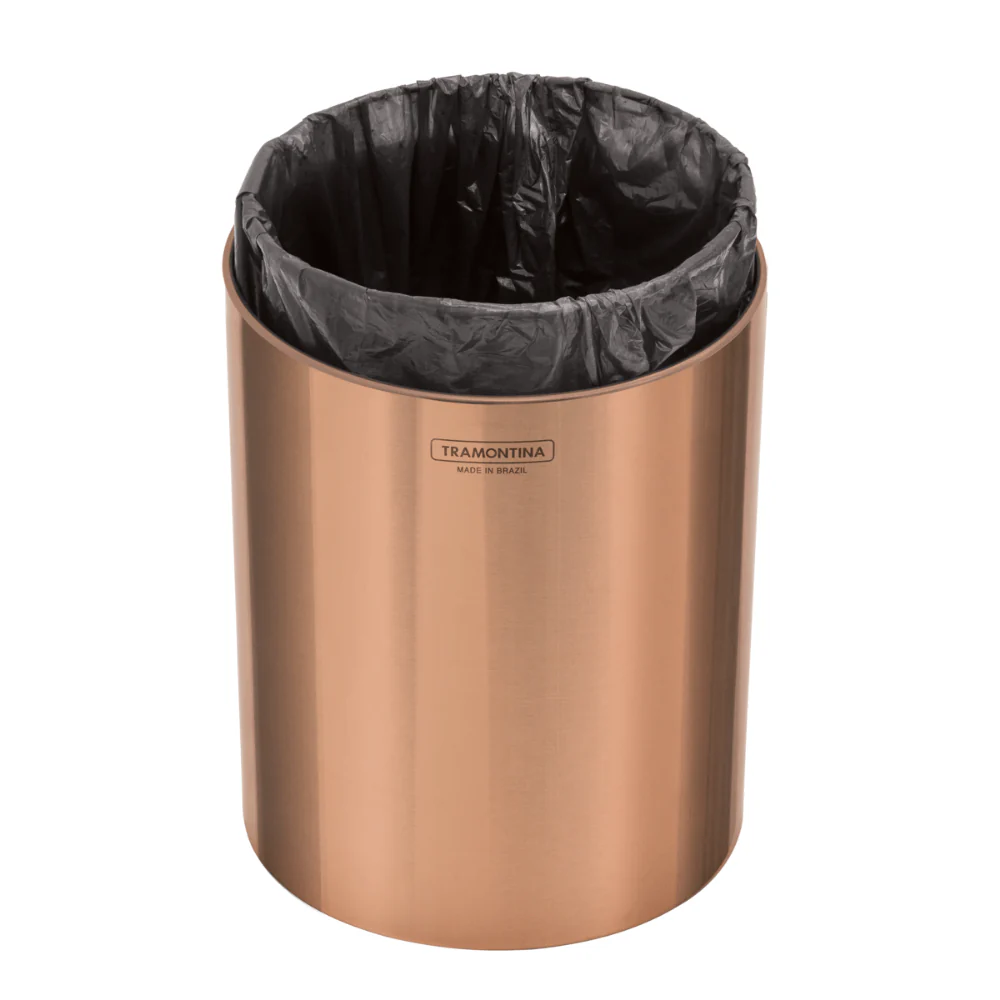 Lixeira 5 Litros Aço Inox Polido Verniz Rose Gold Luxo Tramontina - Image 3