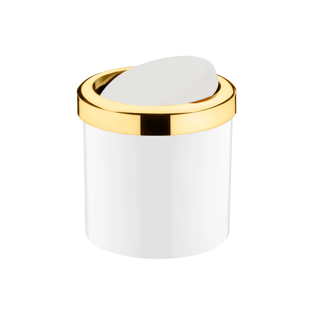 Lixeira Basculante 5 Litros Branco com Dourado - Image 3