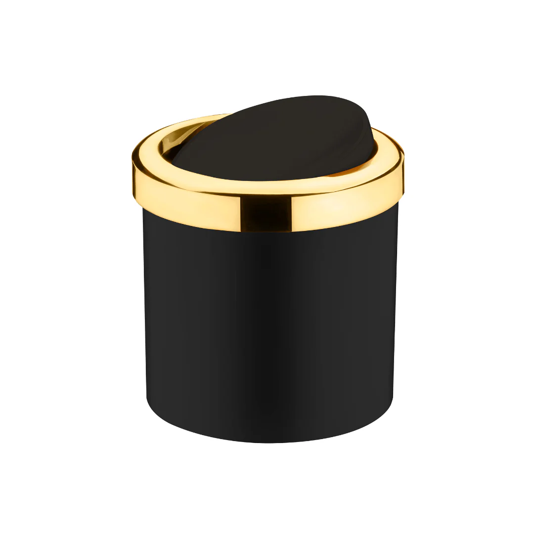 Lixeira Basculante 5 Litros Preta com Dourado - Image 2