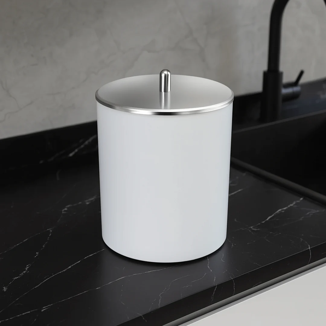 Lixeira Branca 5 Litros Com Tampa Inox