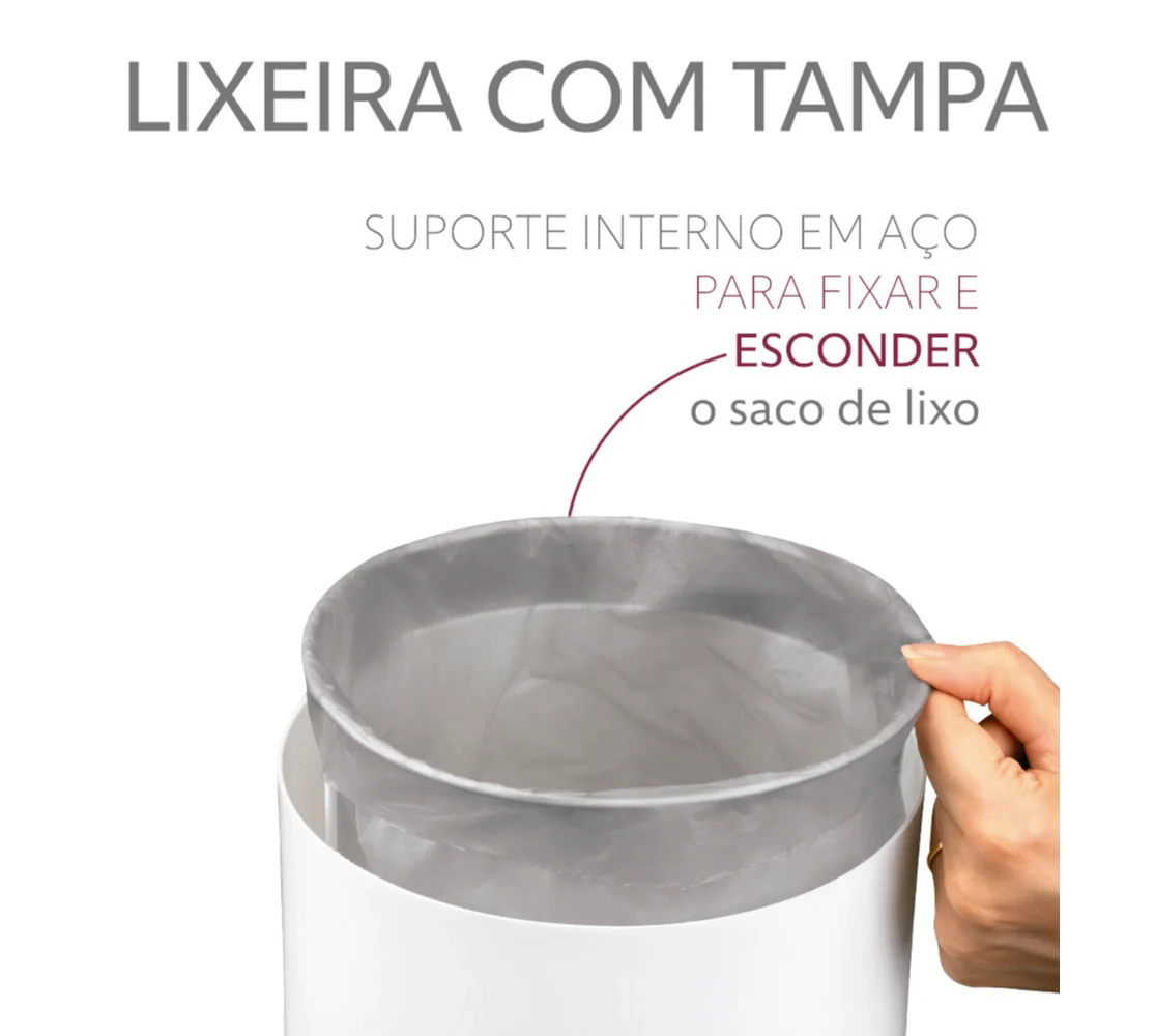 Lixeira Preta com Tampa Rose Gold 8 Litros - Image 4