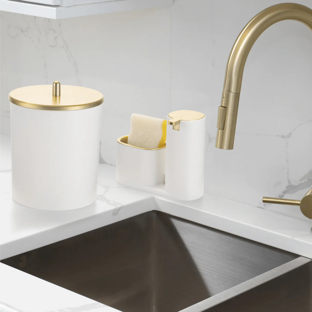 Lixeira Branca com Tampa Dourado Fosco 5 Litros - Image 2