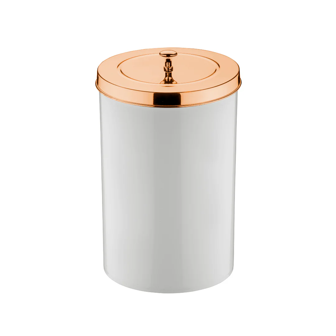 Lixeira Branca com Tampa Rose Gold 8 Litros