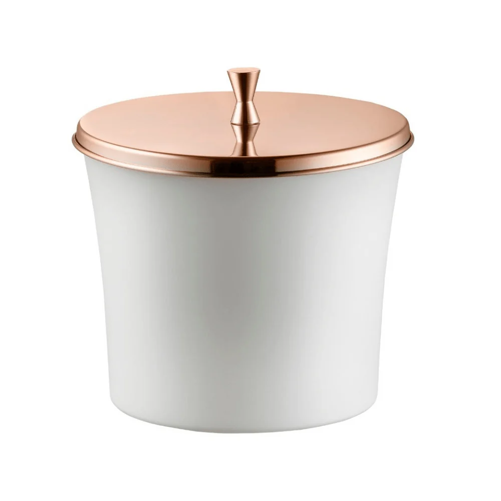 Lixeira com Aro Branca com Tampa Rose Gold - 3 Litros