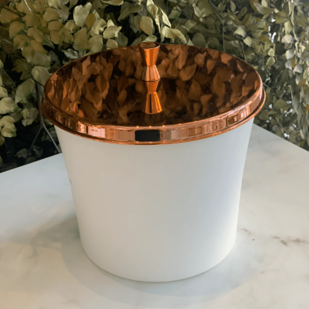 Lixeira com Aro Branca com Tampa Rose Gold - 3 Litros - Image 2