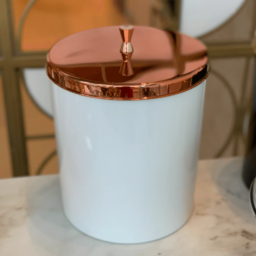 Lixeira com Aro Branca com Tampa Rose Gold - 5 Litros - Image 2
