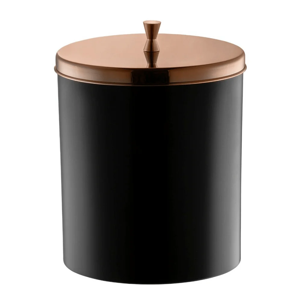 Lixeira com Aro Preta com Tampa Rose Gold - 5 Litros - Image 2