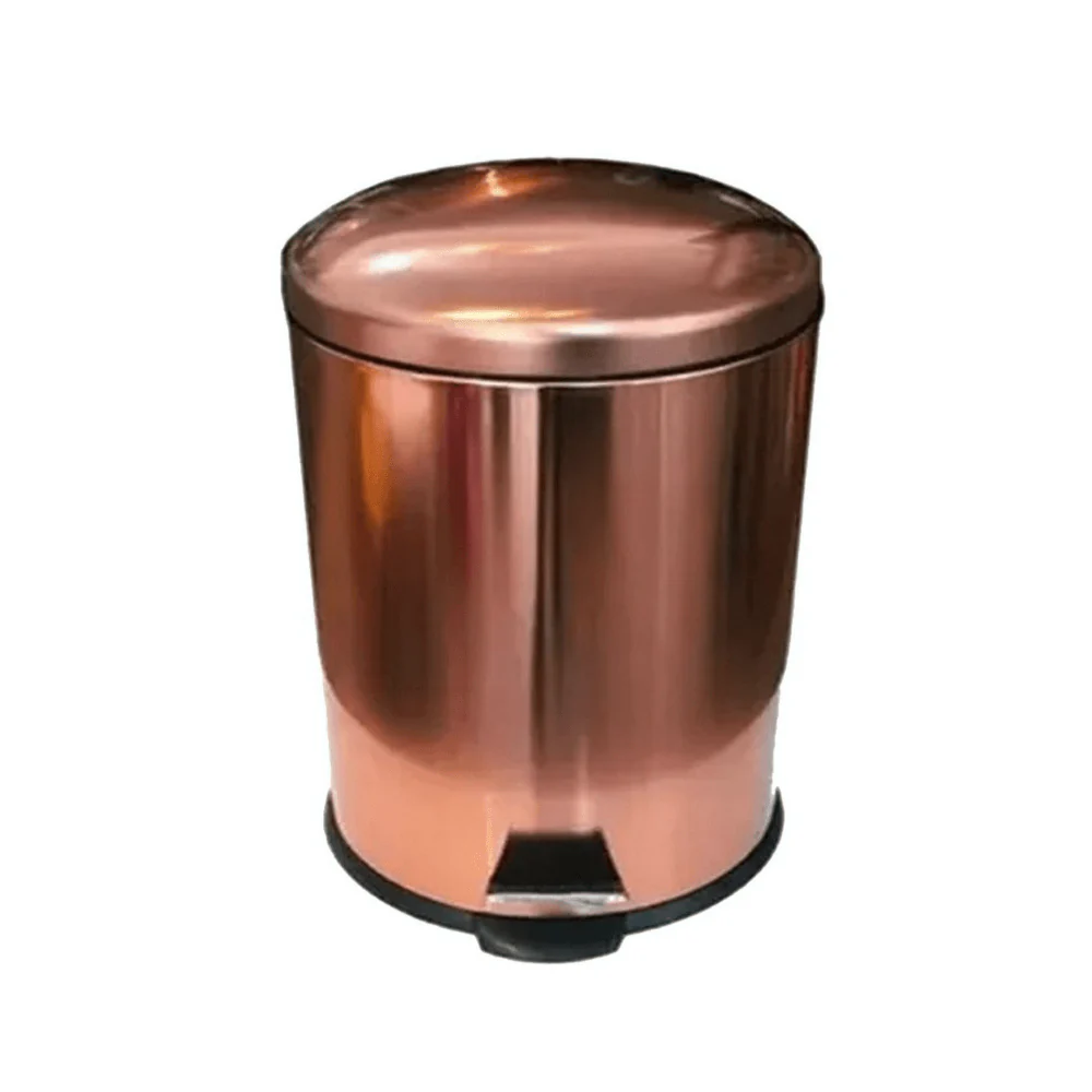 Lixeira com Pedal em Aço Inox Cobre Rose Gold e Balde Removível 5 Litros - Image 2
