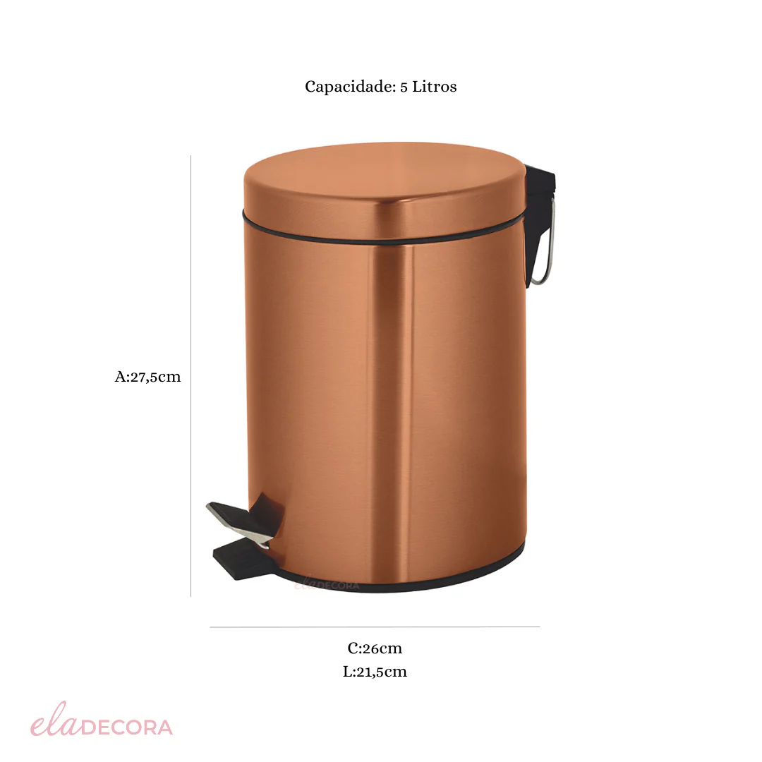 Lixeira com Pedal Tóquio Cobre 5 Litros - Image 4