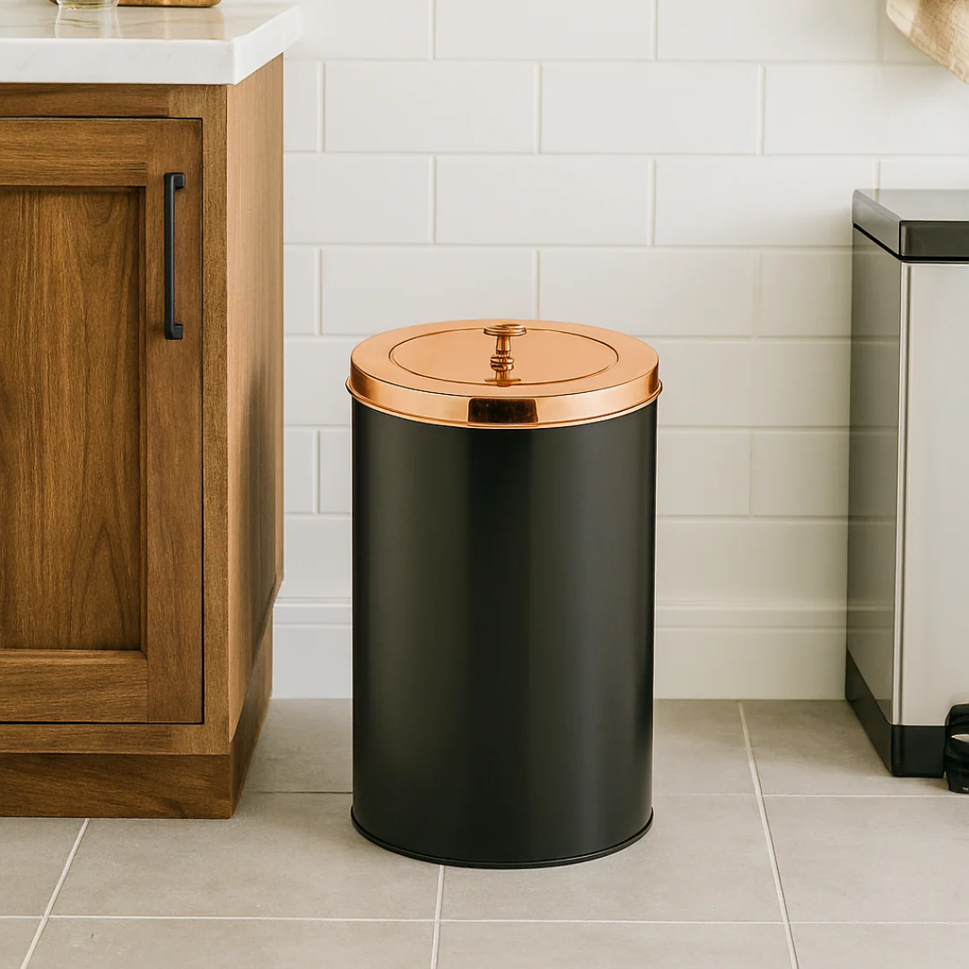 Lixeira Preta com Tampa Rose Gold 8 Litros - Image 2