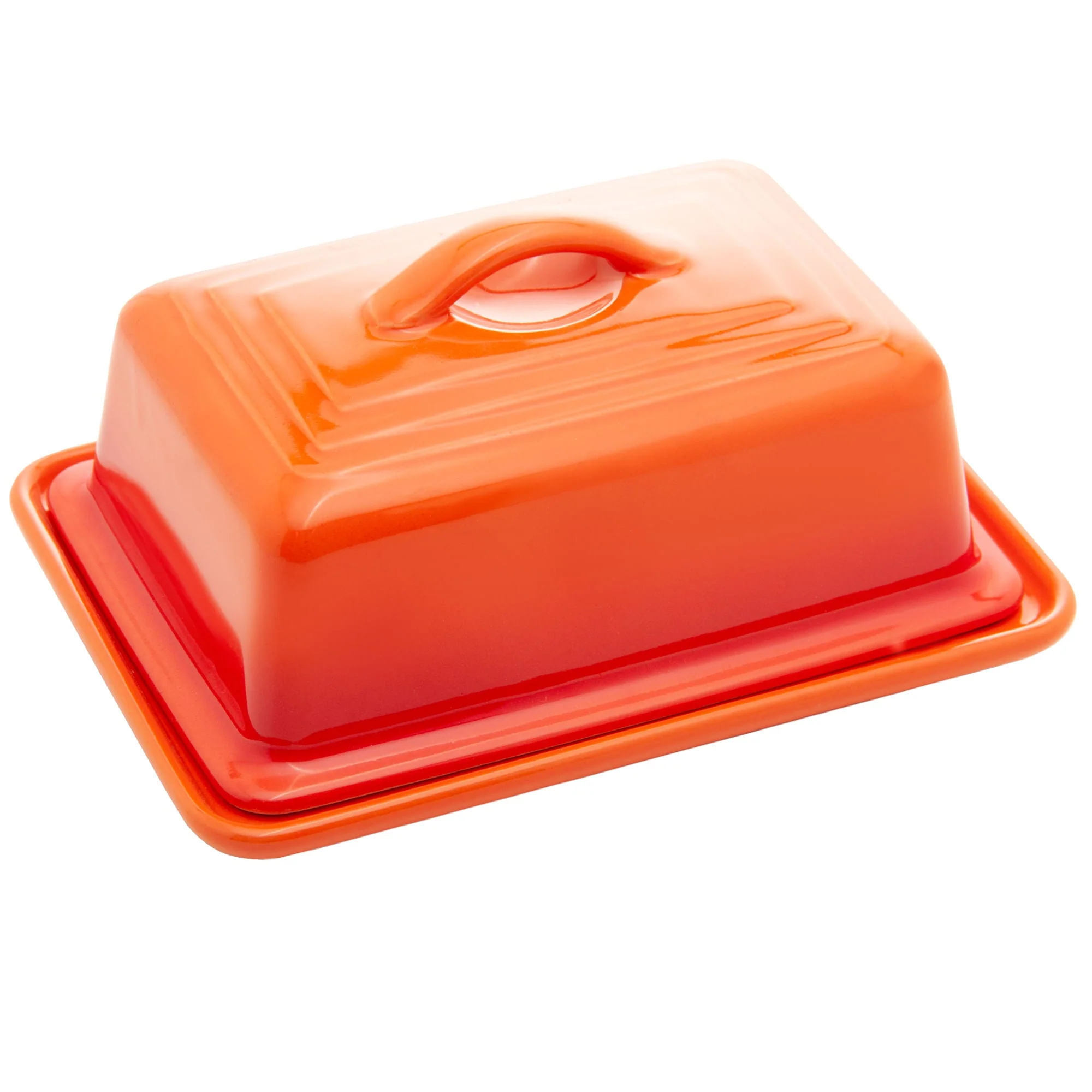 Manteigueira de Cerâmica Retrô Laranja 17cm