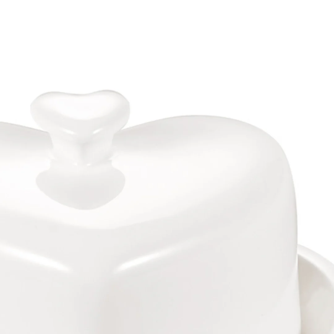 Manteigueira de Porcelana Heart Coração Branca 14cm - Image 3