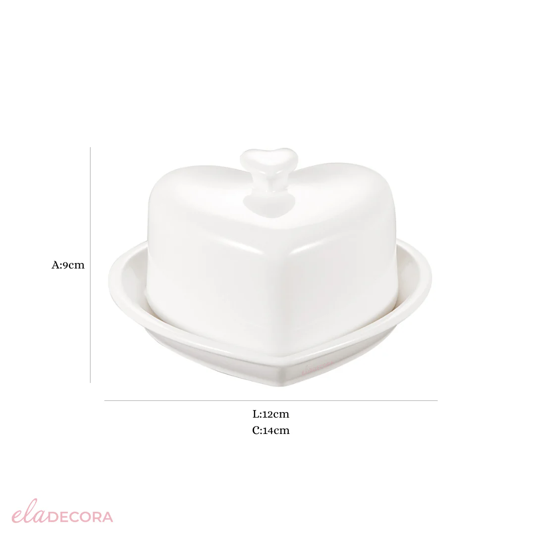 Manteigueira de Porcelana Heart Coração Branca 14cm - Image 4