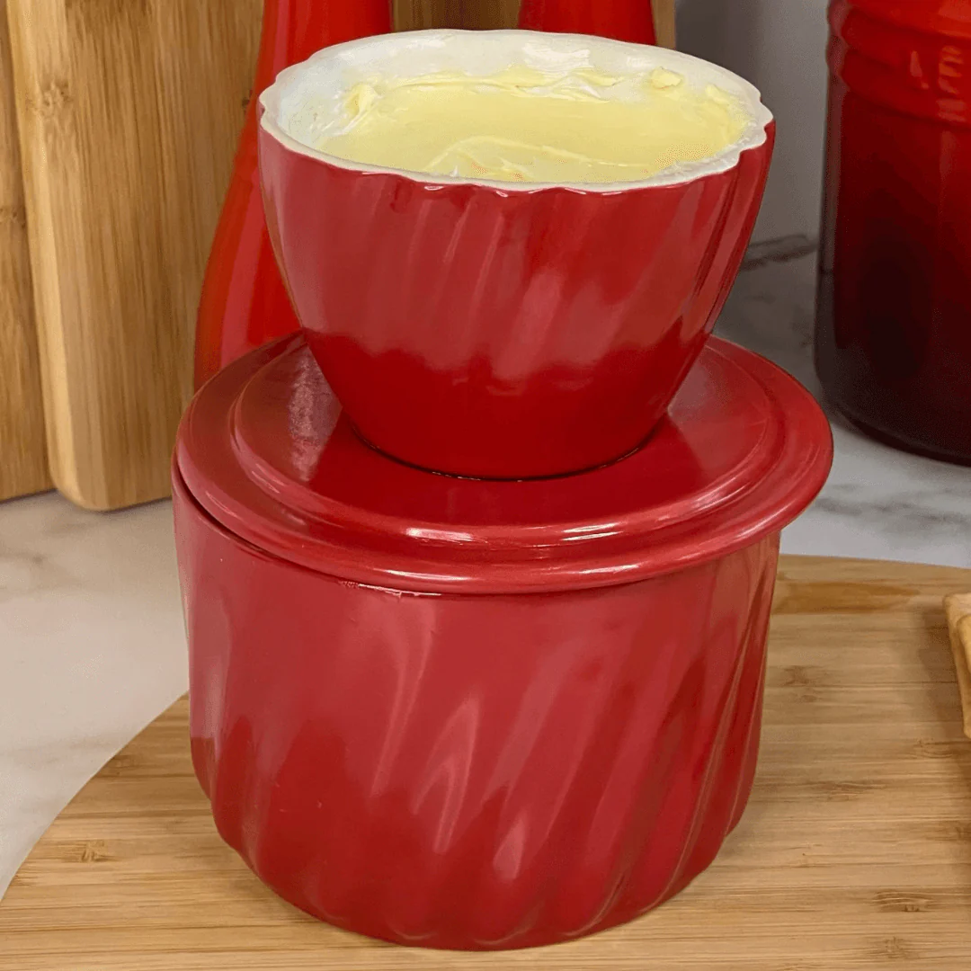 Manteigueira Francesa Twist em Cerâmica Vermelha 250g - Image 2