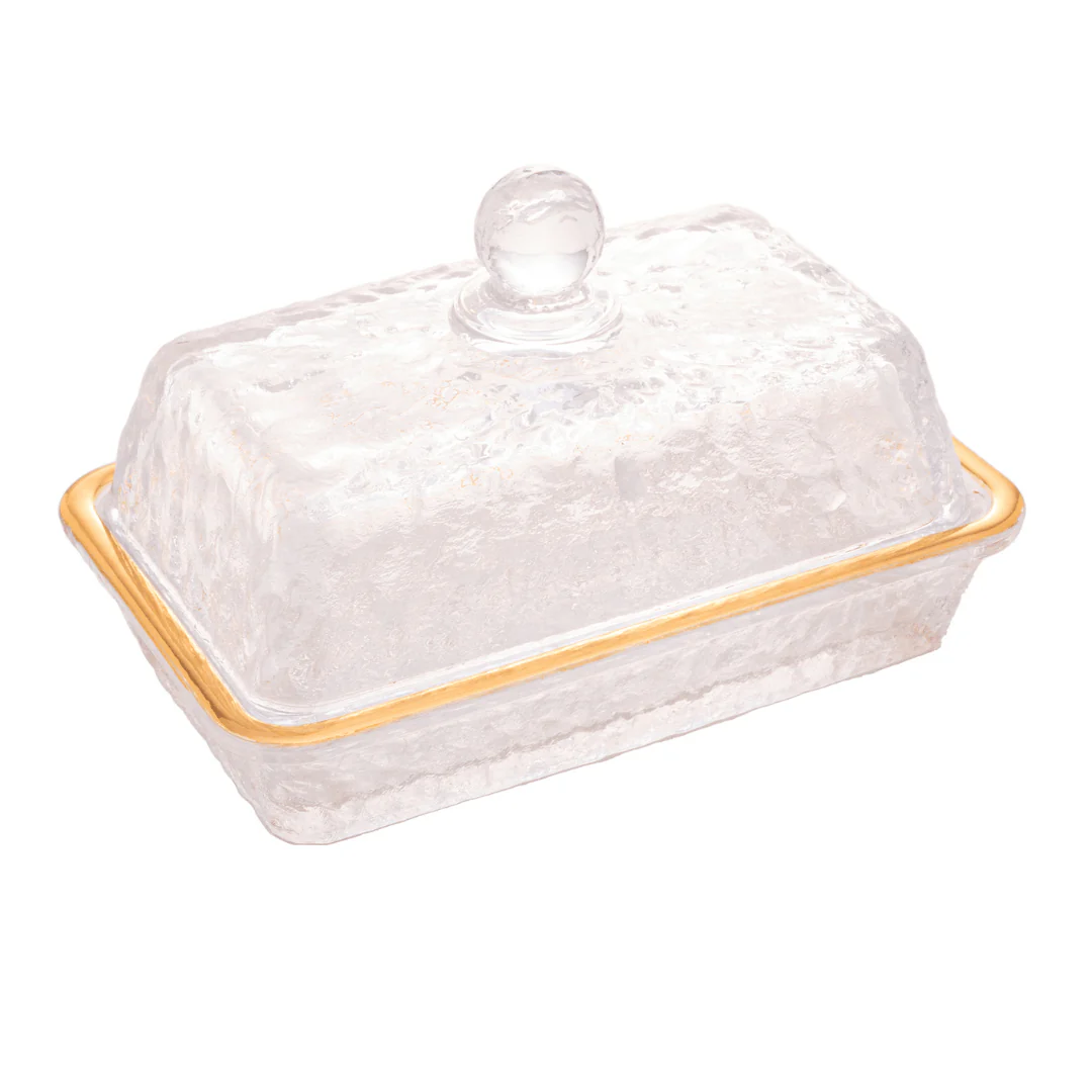 Manteigueira Petra Cristal Ecológico e Fio de Ouro com Tampa 17cm - Image 12