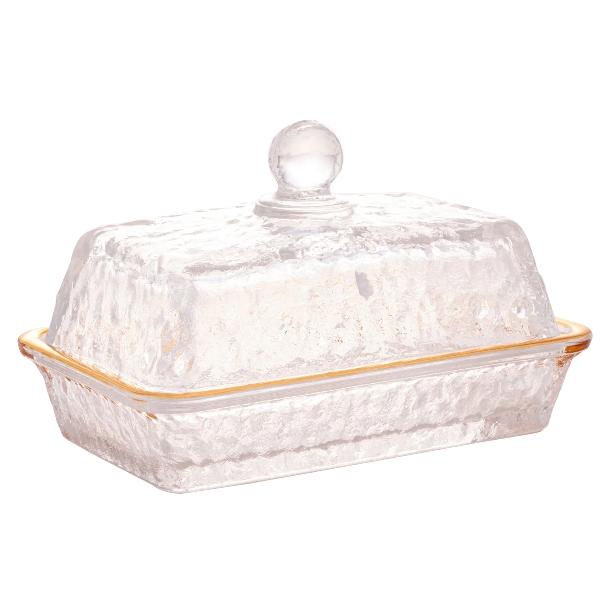 Manteigueira Petra Cristal Ecológico e Fio de Ouro com Tampa 17cm - Image 13