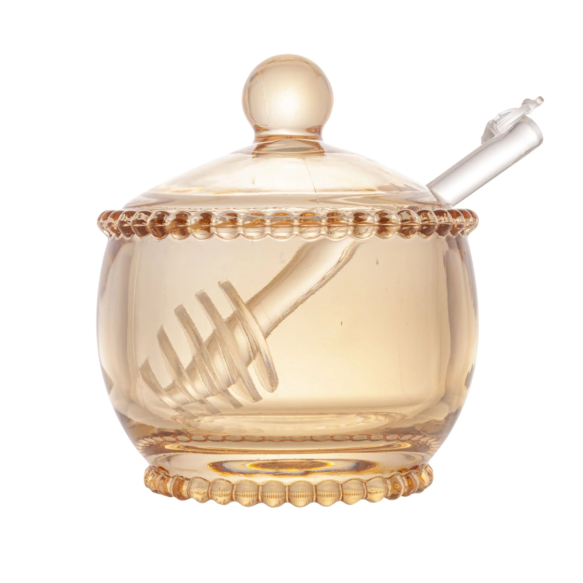 Meleira Cristal de Chumbo com Colher Pearl Âmbar 9,4cm - Image 4