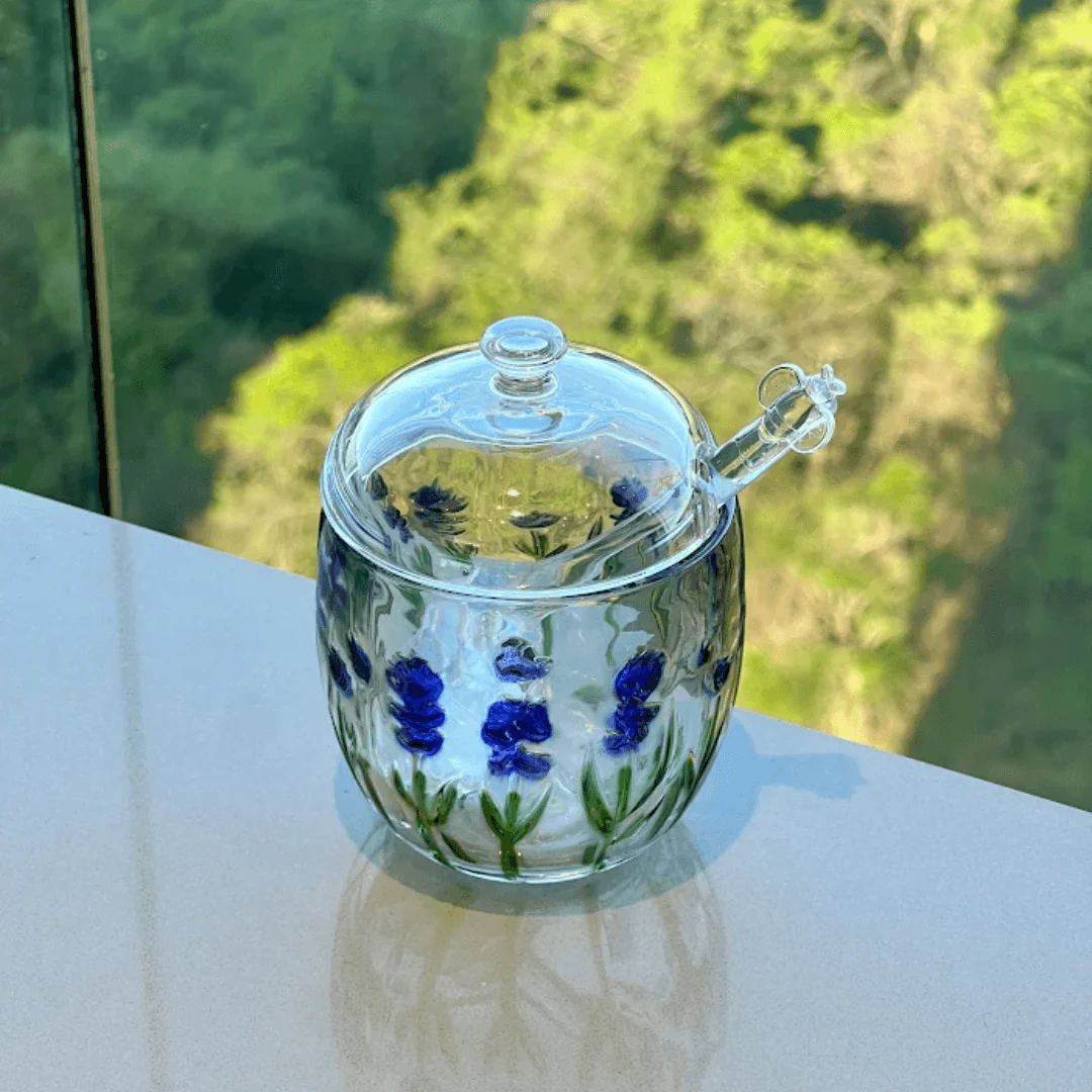 Meleira de Cristal com Colher e Tampa Lavanda 8,5cm - Image 3