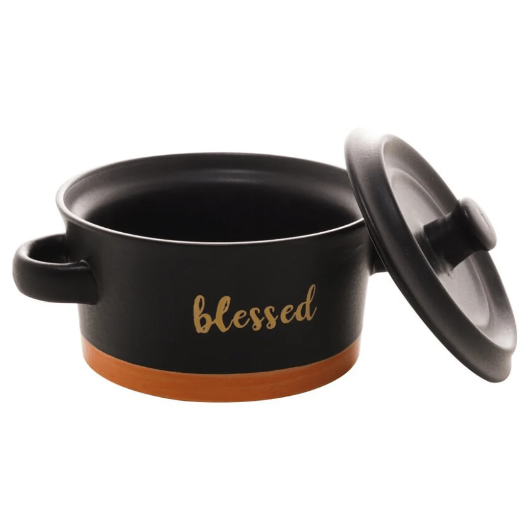 Mini Caçarola em Cerâmica Blessed Preto Matt/Laranja 16cm - Image 2