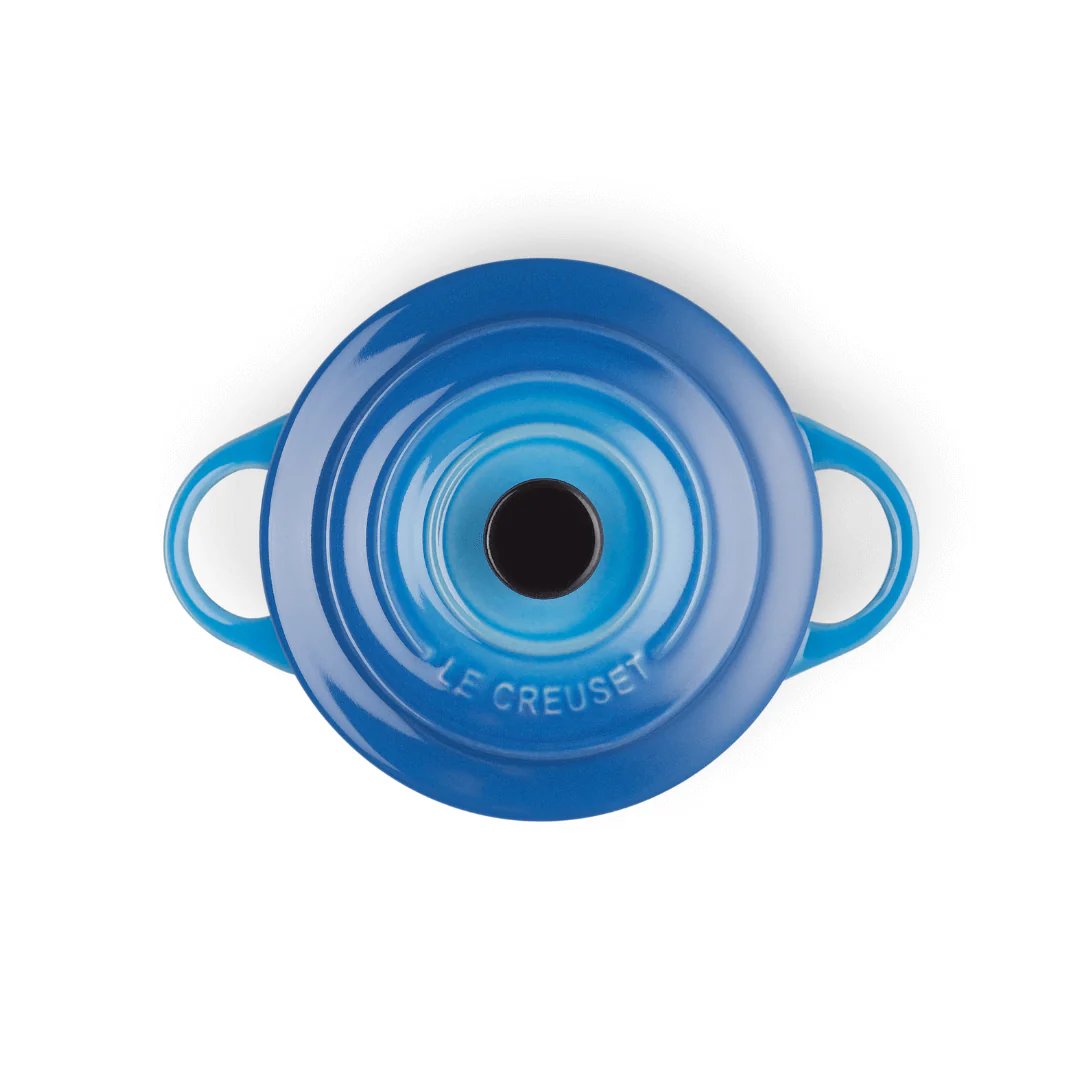 Mini Cocotte Caçarola Cerâmica Azul Marseille com Pegador Preto 14cm Le Creuset - Image 10